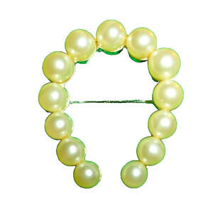 Vintage‎ Marvella Lucky Horseshoe Brooch Faux Pearl Signed